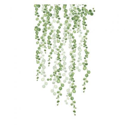Cute Dropping Pine Green Pearl Leaf Wall Stickers..