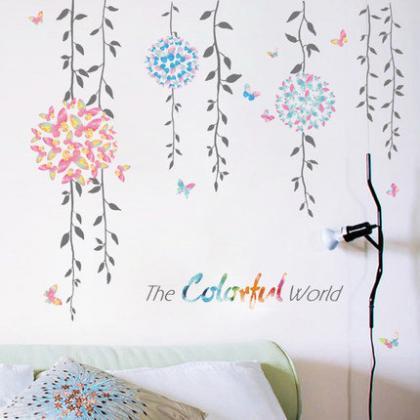 Colorful Hanging Leaf Branch Butterflies Wall..