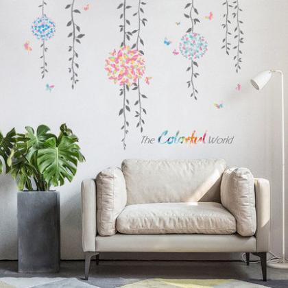 Colorful Hanging Leaf Branch Butterflies Wall..