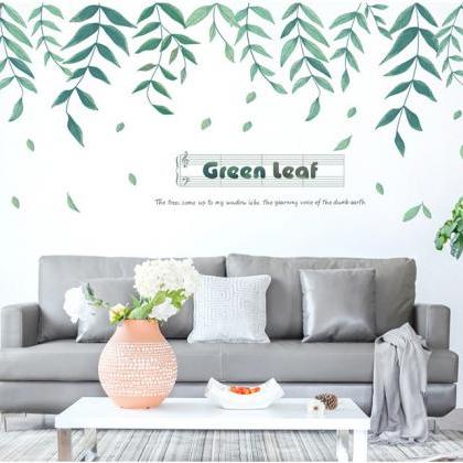 Green Weeping Willow Leaf Wall Stickers - Greenery..
