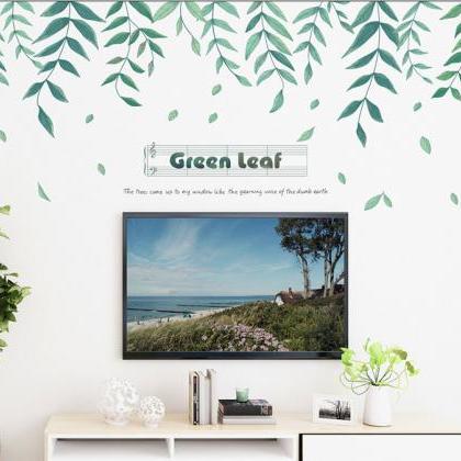 Green Weeping Willow Leaf Wall Stickers - Greenery..