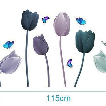 Blue 3d Style Flower Wall Decals , Living Room..