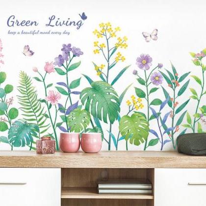 Growing Lush Purple Flowers Green Leaf Living Room..
