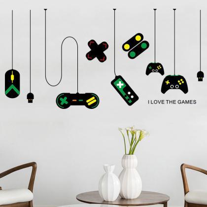 Boys Hanging Gamepad Game Room Wall Stickers..