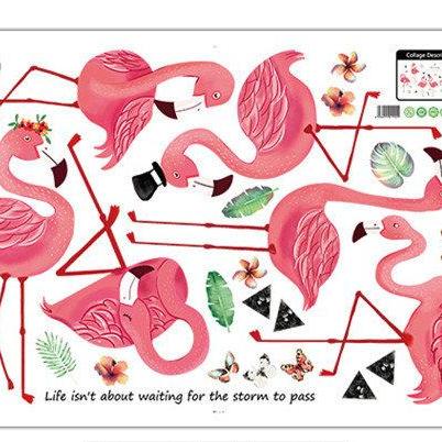 Six Pink Flamingo Friends Wall Stickers , Girls..