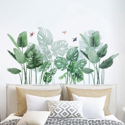 Tropical Green Monstera Leaves Wall Sticker..