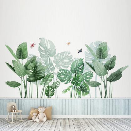 Tropical Green Monstera Leaves Wall Sticker..