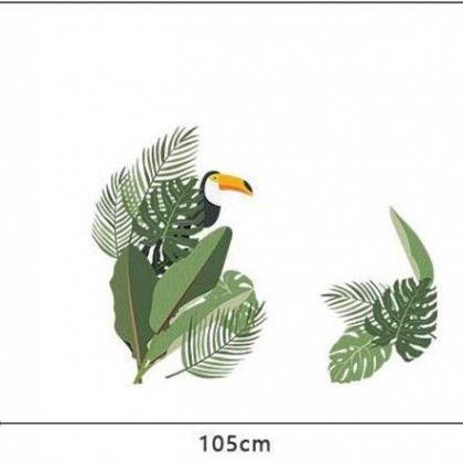 Tropical Green Monstera Leaf Woodpecker Wall..