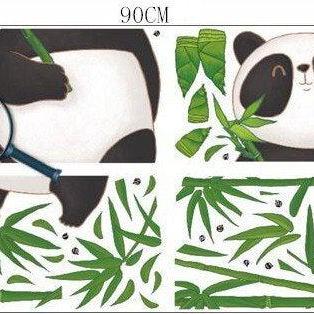 Big Panda Holds Bamboo Wall Sticker Green Bamboo..