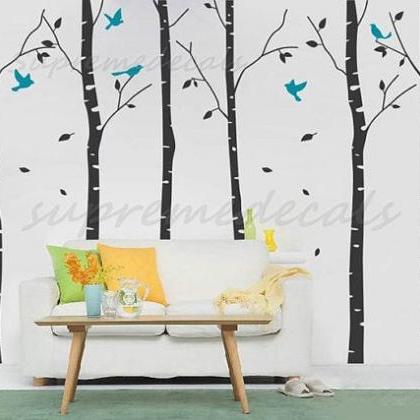 Six Birch Tree Decal,vinyl Wall Decal ,tree With..