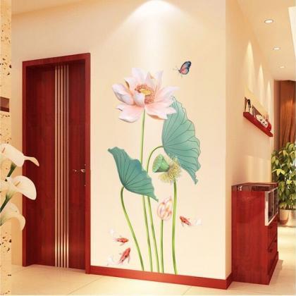 Elegant Chinese Style Lotus Flower Wall Sticker..