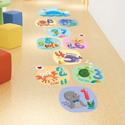 Large Number Jump Lattice Kids Floor Stickers,..