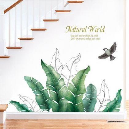 Large Tropical Banana Leaf With Bird Wall Sticker..
