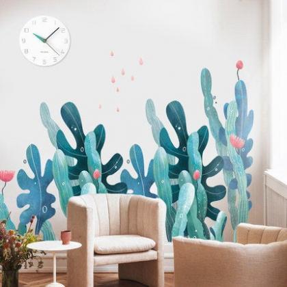 Sea Seaweed Wall Decal, Red Flower Wall Sticker,..