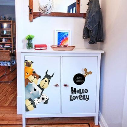 Kids Room Hello Lovely Cute Dogs Wall Decals..
