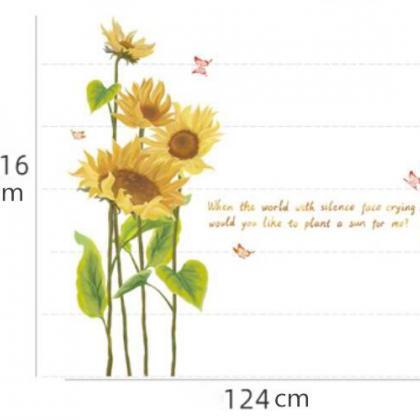 Blowing Sunflower With Butterfly Wall Stickers,..