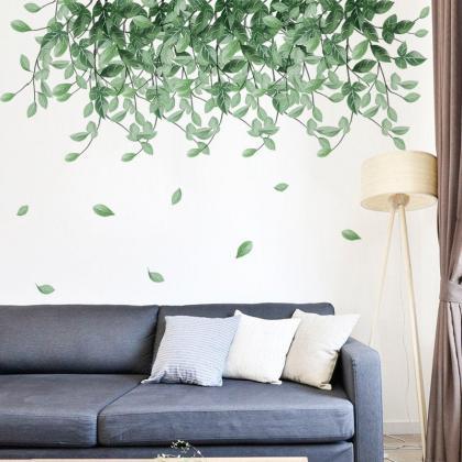Tropical Green Hanging Leaf Vine Branch Wall..