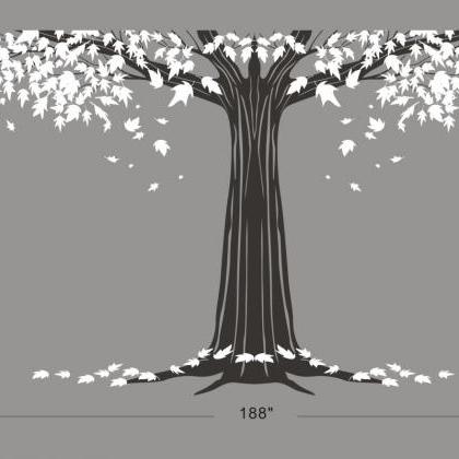 Vinyl Wall Decal Big Large White Maple Tree With..