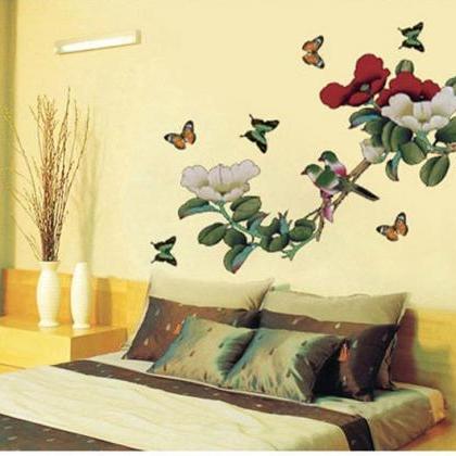 Ancient And Elegant Peony Floral Wall Decal,..