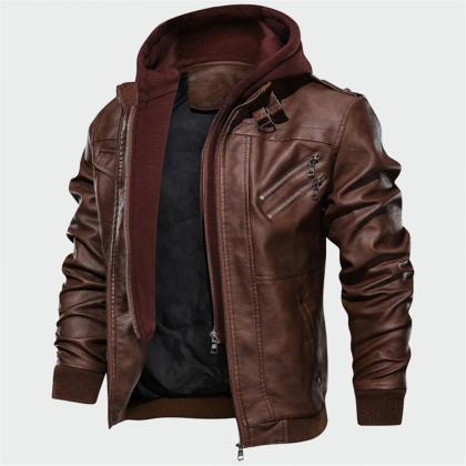 Autumn Casual Motorcycle Pu Jacket Leather Coats..