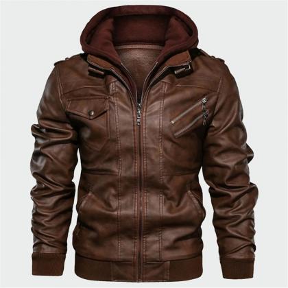 Autumn Casual Motorcycle Pu Jacket Leather Coats..