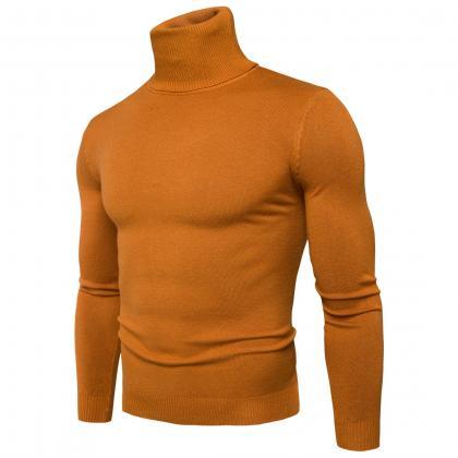 Winter Warm Turtleneck Sweater Men Fashion Solid..