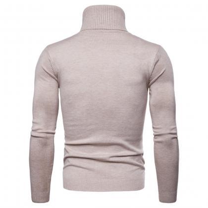 Winter Warm Turtleneck Sweater Men Fashion Solid..