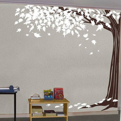 Large Maple Tree Home Decor Vinyl Wall Decal Corner Trees Falling Leaf Art For Living Room Wall Stickers Big Tree Mural H710