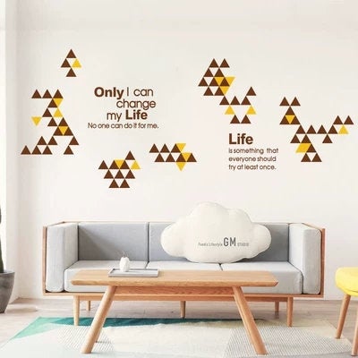 Large Elegant Unique Triangle Decal - Incentive Words Murals - Classical Home Decor - Removable Vinyl Wall Stickers - Tv Study Room
