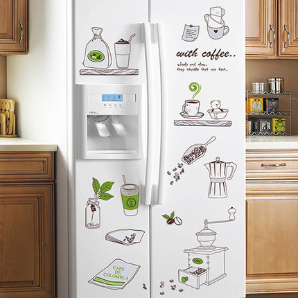 Unique Cute Fridge Stickers And Kitchen Wall Decals - Adorable Bottle Print Decor - Icebox Door Murals - Removable Refrigerator Decorations