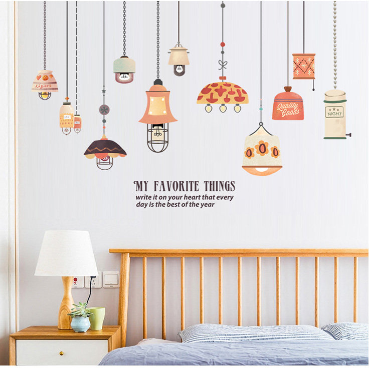 Hanging Orange Lights Wall Stickers Quotes Wall Decal, Kids Adorable Wall Murals, Baby Bedroom Home Decors,creative Girls Room Living Room