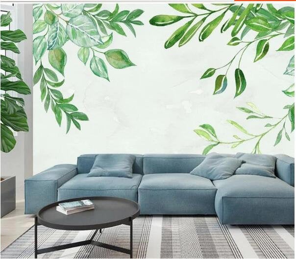 Elegant Fresh Green Leaf Wallpaper Greery Botany Living Room Couch Background Wall Murals Classical Peel Stick House