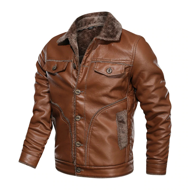 Winter Men's Leather Jackets Fashion Leather Coats Men Windbreaker Fleece Pu Leather Top Male Jacket Brand 2020 Plus Size 8xl A026