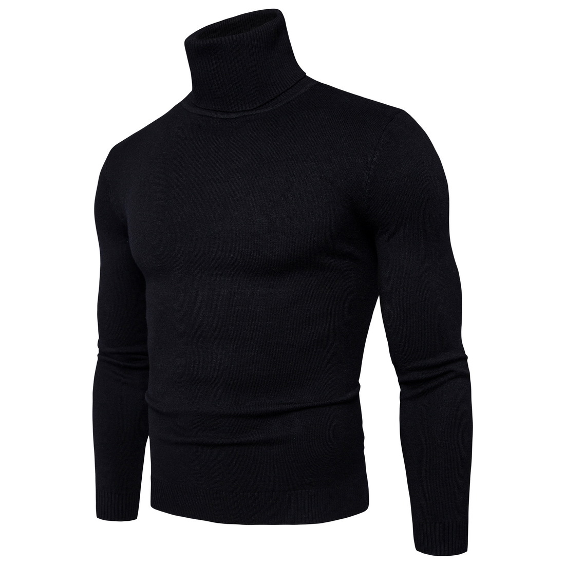 Winter Warm Turtleneck Sweater Men Fashion Solid Knitted Mens Double Collar Slim Fit Pullover A030